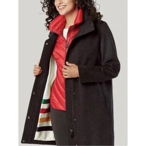 NWOT Pendleton Cascade Campbell Water Resistant Wool Pea Coat Size L Dark Gray